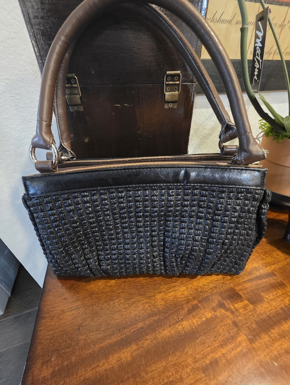 MICHE Black Woven Accent Women's Handbag - Picture 3 of 10